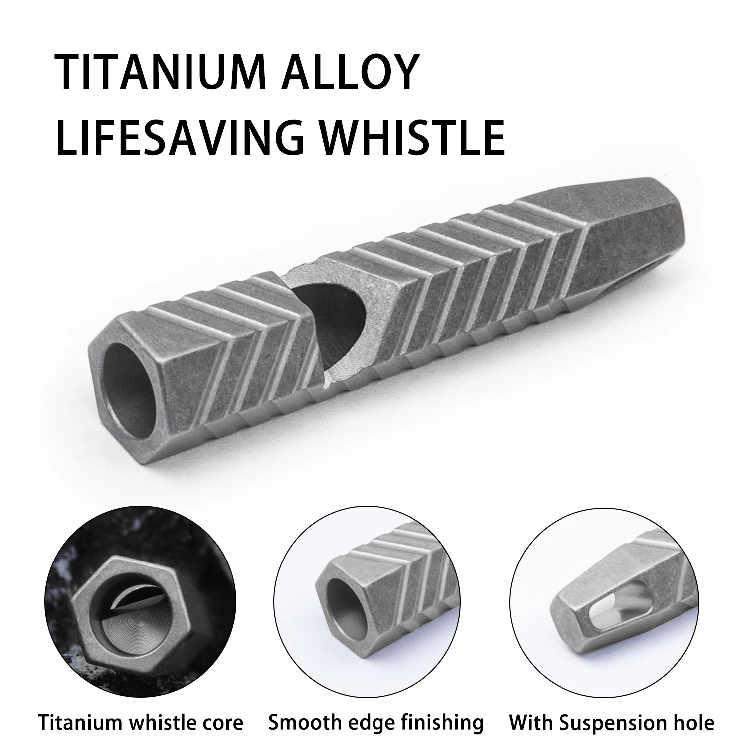 Nieuwe Titanium Legering Single Tube Fluitje Hoge Decibel Outdoor Self Rescue Metal Edc Tools Met Chais