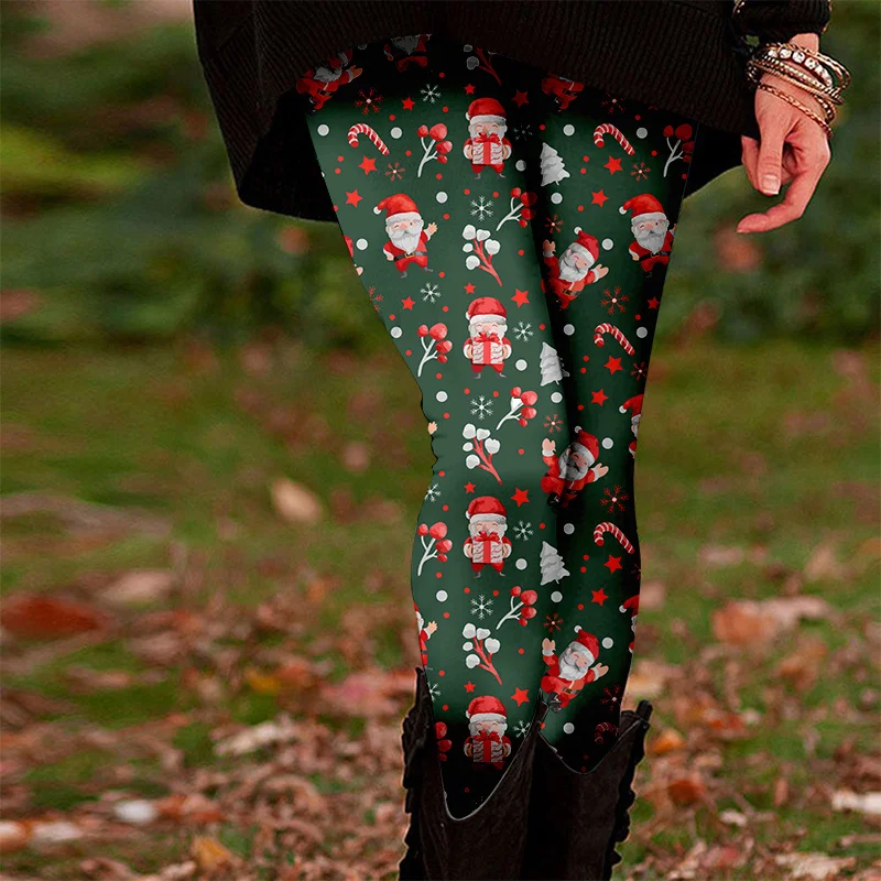 3D Santa Claus Printing Leggings Woman Street Hip Hop X'mas Style Yoga Pants Fashion Legginsy Damskie Autumn New Year Sweatpants