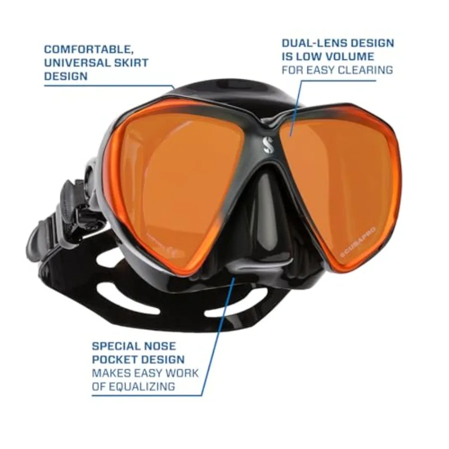 Spectra Low Volume 2 Window Dive Mask for diving silicone skirt black low-volume design for minimal air consumption and enhance