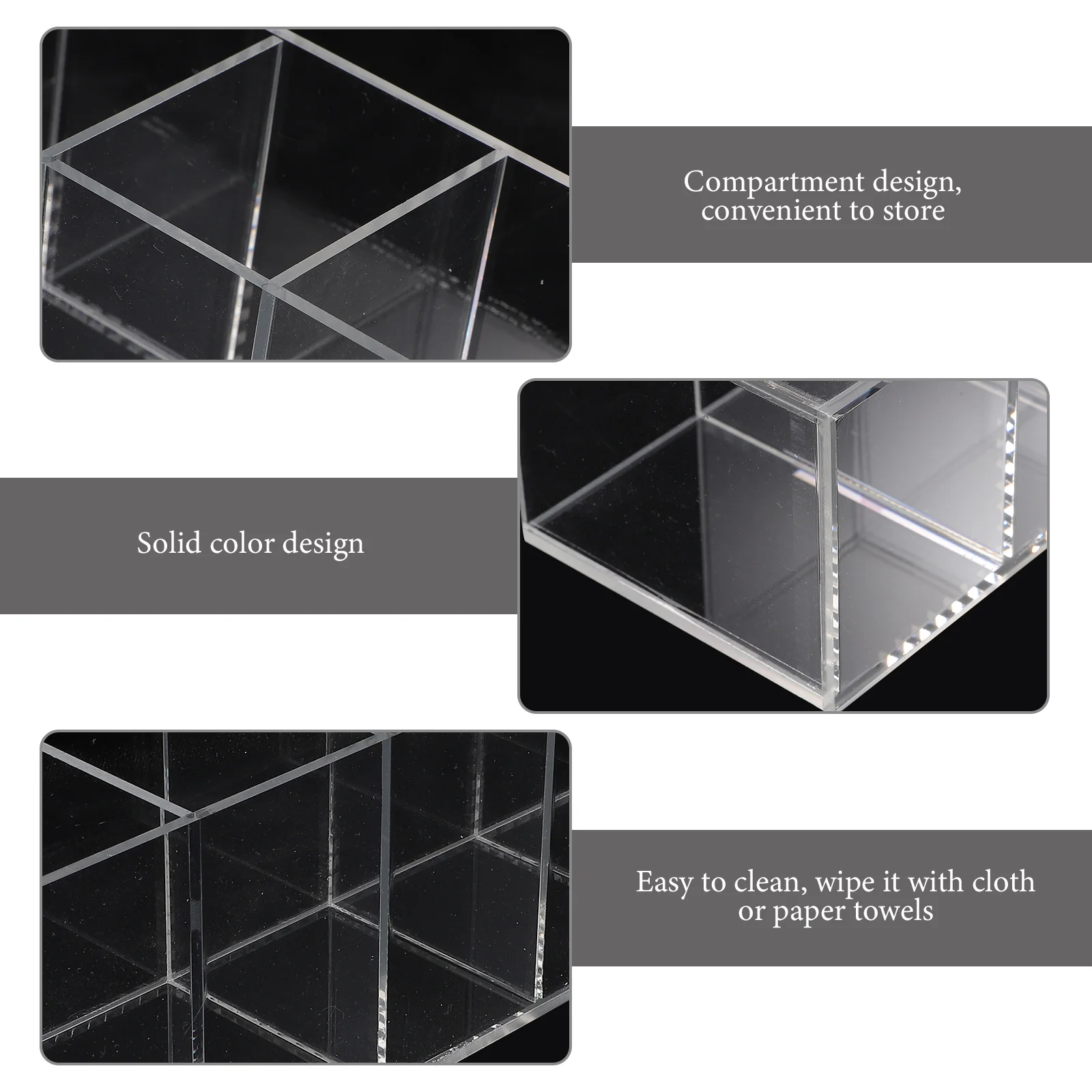 

Acrylic Pen Holder Divided Desktop Organizer Phone Stand Multifunctional Stationery Makeup Brush Holder Storage Box for Home