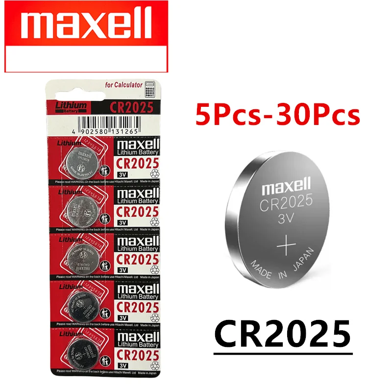 For Maxell CR2025 5pcs-30PCS Japan 3V ECR2025 Lithium Button Coin Cell Battery for Car Remote Control Watch Motherboard Scale