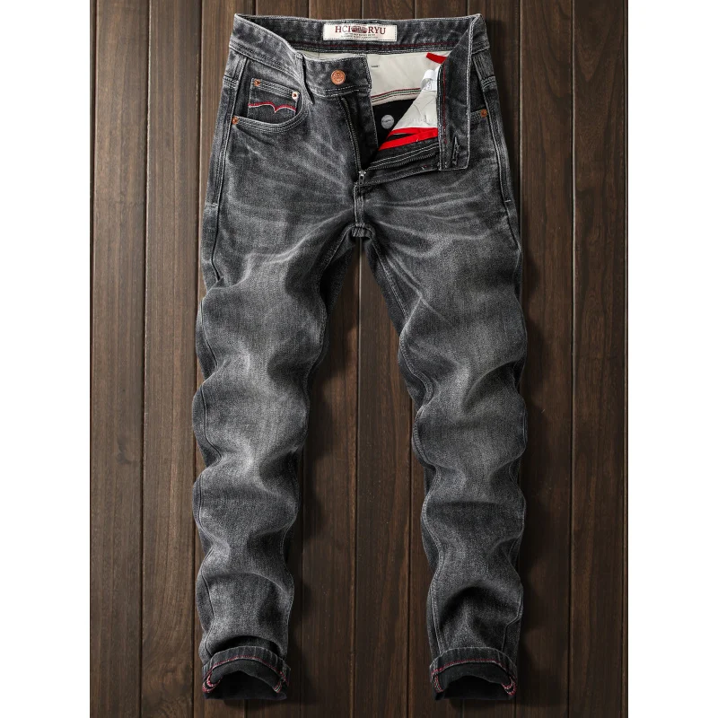 2025New أزياء خفيفة فاخرة للرجال تمتد بسيط أزياء عارضة تنوعا الرجعية غسلها الجينز #1