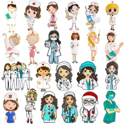 Medsor Cartoon Nurse Enamel Pins Brooches Cute Medical Women Doctor Lapel Lanyard Badge for Woman Medicine Gifts