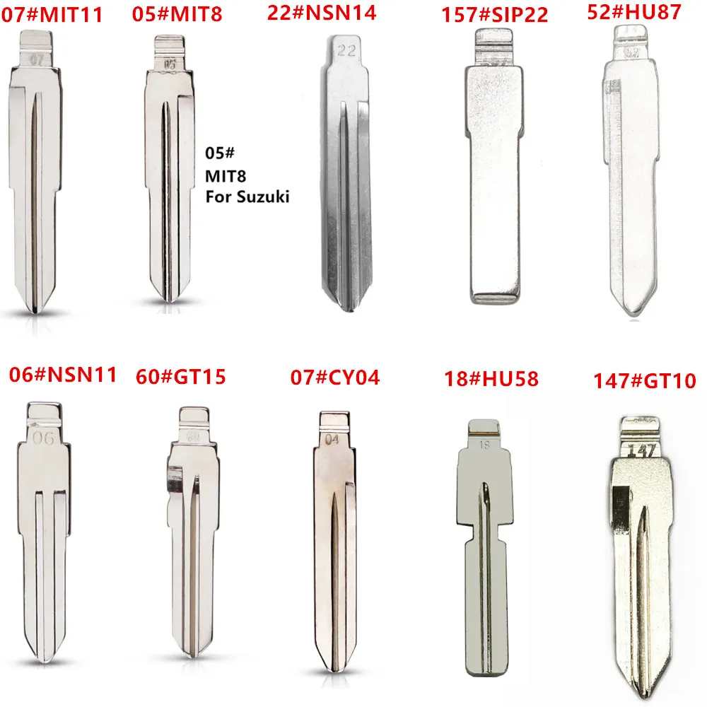 10 pz metallo vuoto non tagliato Flip blade MIT8 MIT11 NSN14 SIP22 HU87 NSN11 GT15 GT10 HU58 CY24 per KD VVDI Remote Key