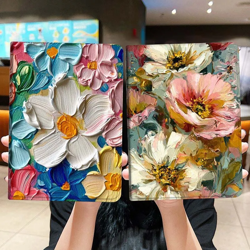 

Cartoon Colorful Flower Painting Tablet Case For Lenovo Xiaoxin Legion Pad Tab Pro GT Y700 Gen4 2 11 P11 M10 K10 3rd Plus Gen