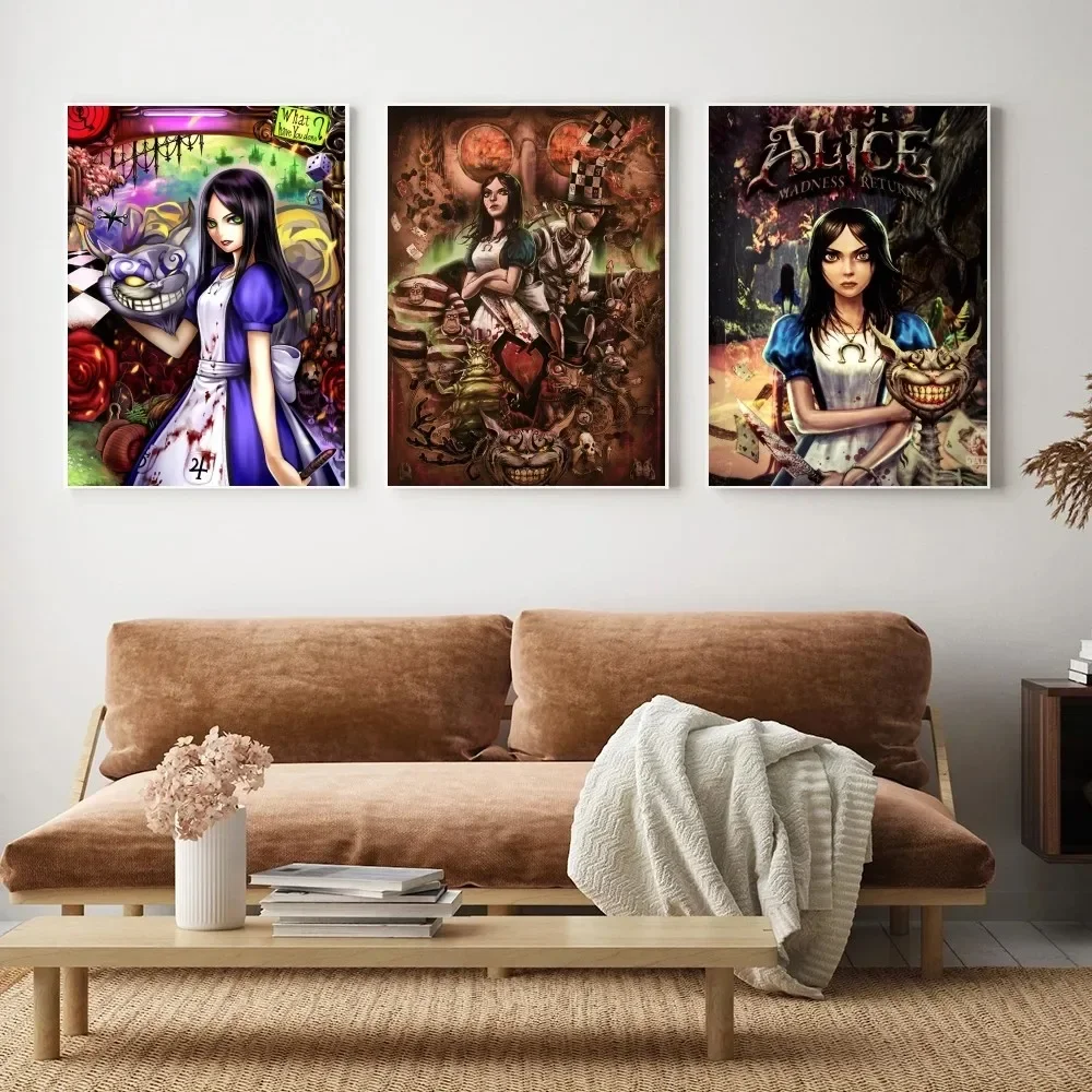 1PC Alice:Madness Returns Retro Print Poster Paper Waterproof HD Sticker Bedroom Entrance Home Living Room Bar Wall Decoration