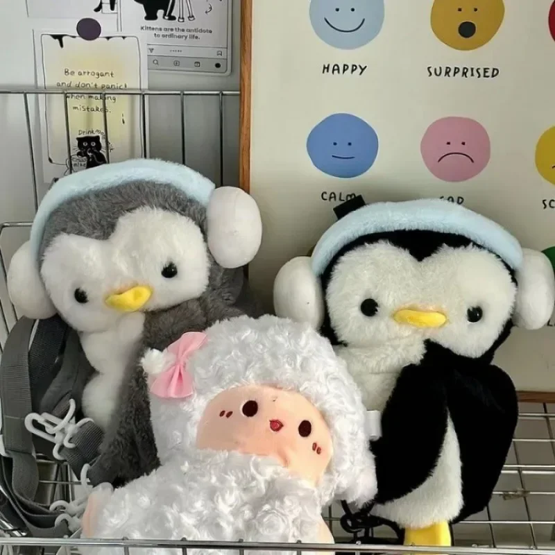 Penguin Plush Backpack Kawaii Sheep Fashion Bag Animal Cute Doll Shoulder Bag Women Crossbody Bag Mobile Phone Coin Purse Case