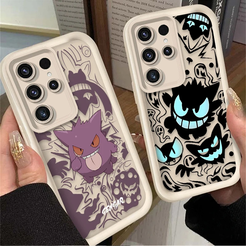 Luxury P-Pokemon Gengar Silicone Case for Samsung Galaxy S24 S23 S22 S21 Ultra Plus FE A54 A34 A14 A73 A53 A33 5G Soft Cover