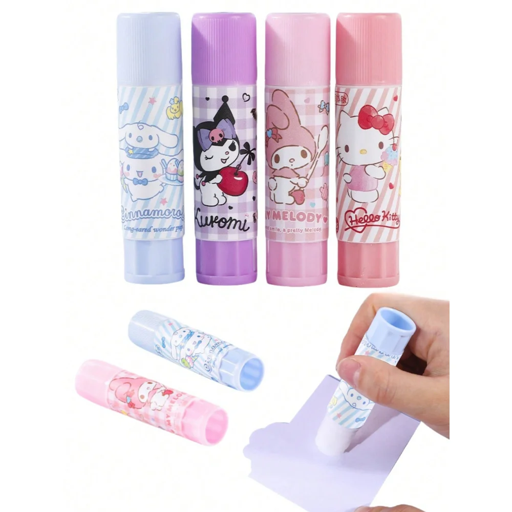 1/4pcs/set Kuromi melody Solid Glue Sticks High Viscosity Adhesive For Office & Students, White,Chrismas gift