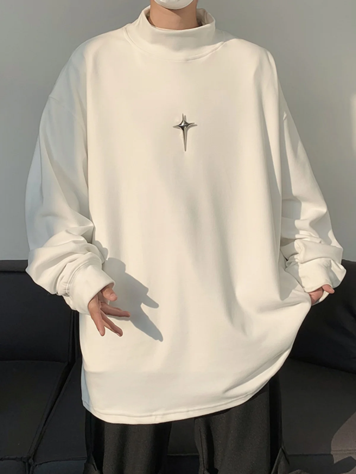 

Мужская повседневная толстовка с длинным рукавом и высоким воротником, осенне-зимняя, свободного кроя, для подростков, антибактериальная, водонепроницаемая, маслостойкая