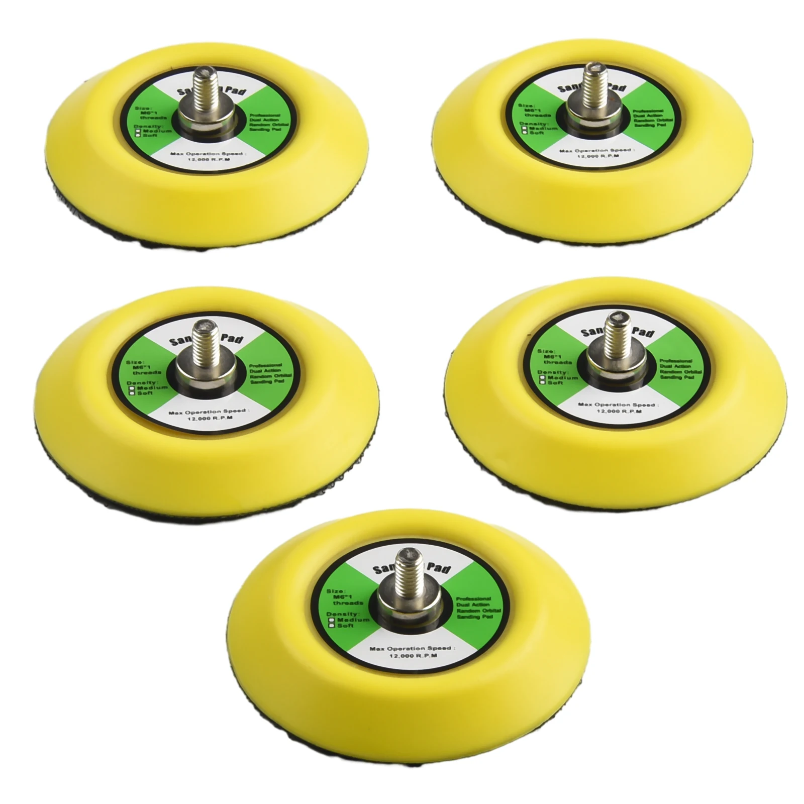 3 Inch Sanding Pad Set of 5 with M6 Thread for Pneumatic Sanders Suitable for Grinding Wood and Metal Surfaces