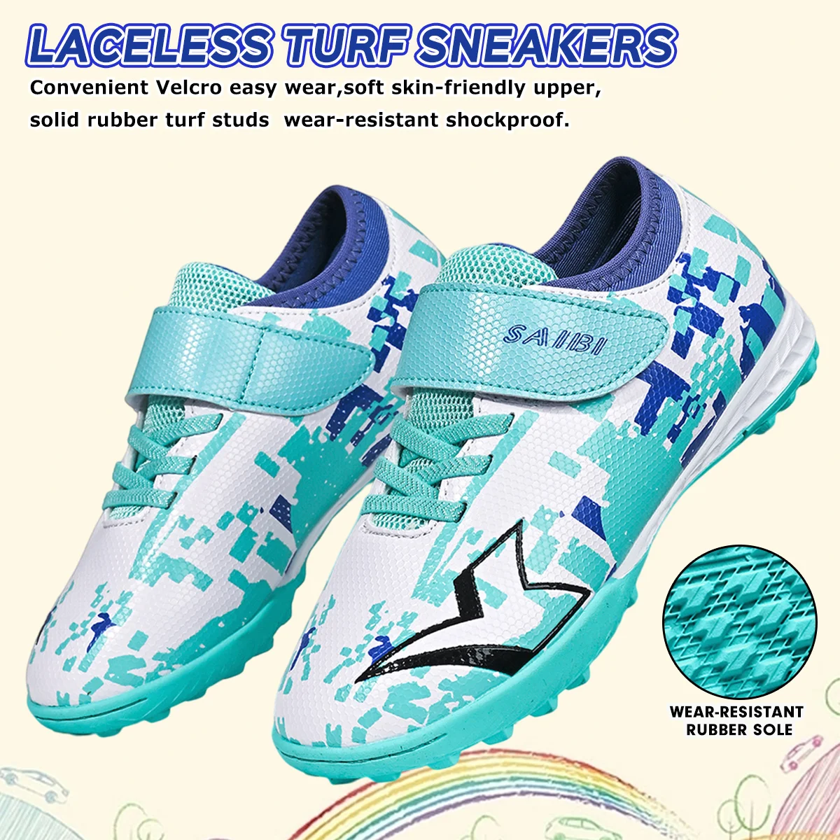 

Boys Low Top TF Studs Soccer Cleats Kids Breathable Comfort Football Shoes for Outdoor Training Match