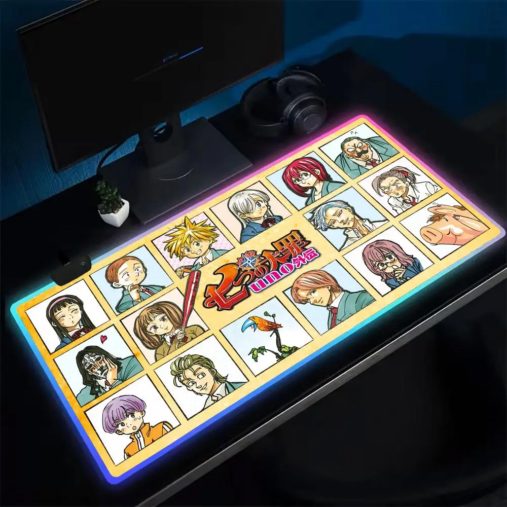 

Seven Deadly Sins Mouse Pad Anime Gaming Mouse Pad LED Table Pads Backlit Rubber Desktop XXL RGB Desk Mats