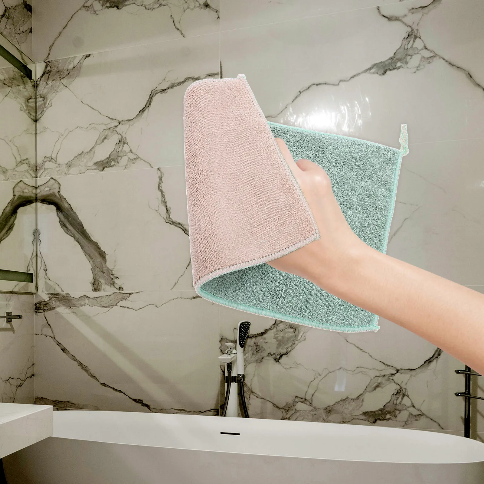 

2 Pcs 20x30cm Green Cleaning Cloth Microfiber Kitchen Dish Towel Super Absorbent Dishwashing Rag Bathroom Scouring Cloth