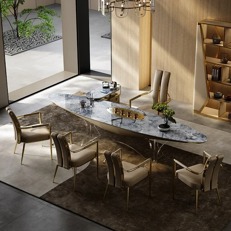 Light luxury modern rock slab large board tea table