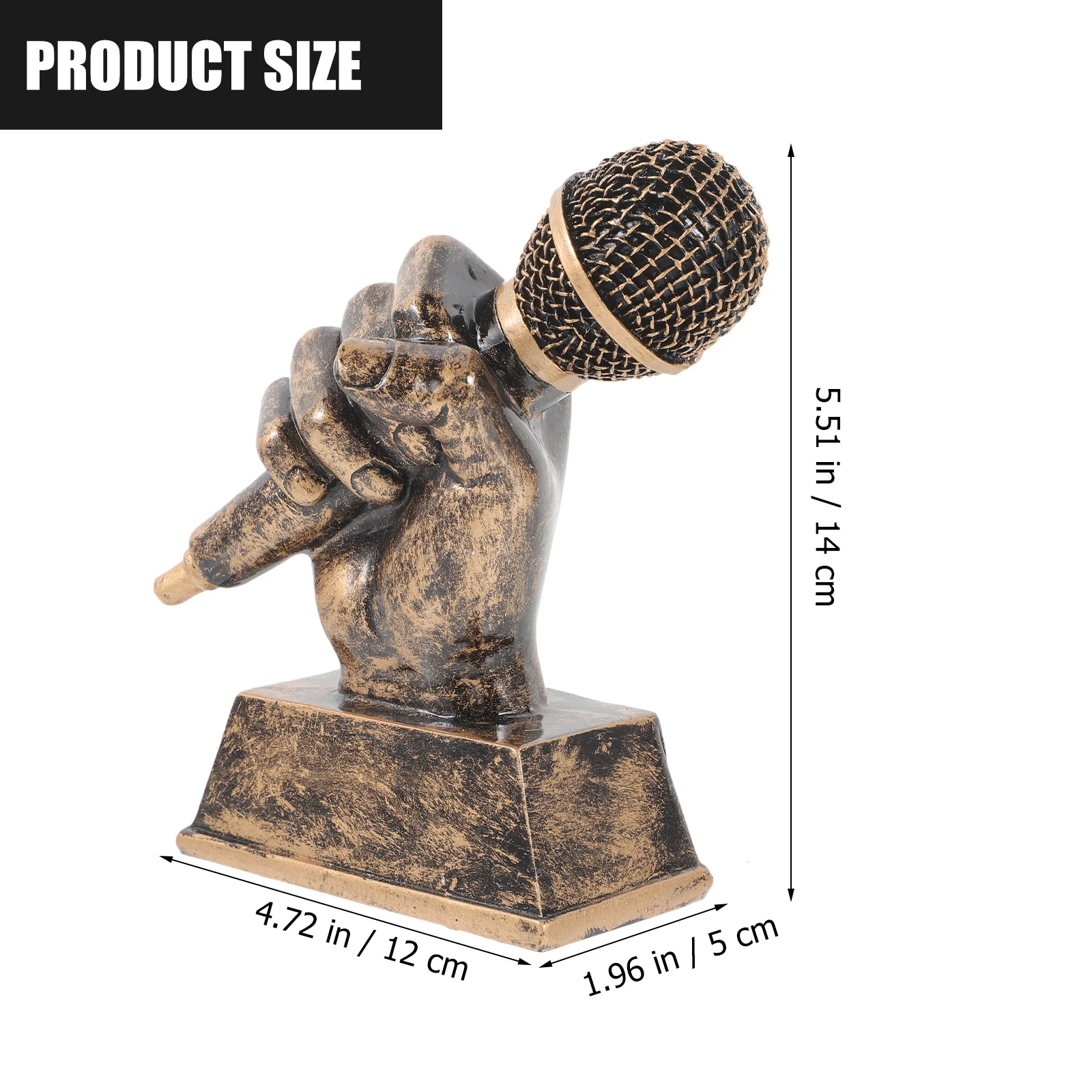 Vintage Decor Music Trophy Resin Singing Award High Quality Competitions Golden Microphone Sculpture Trophies Student