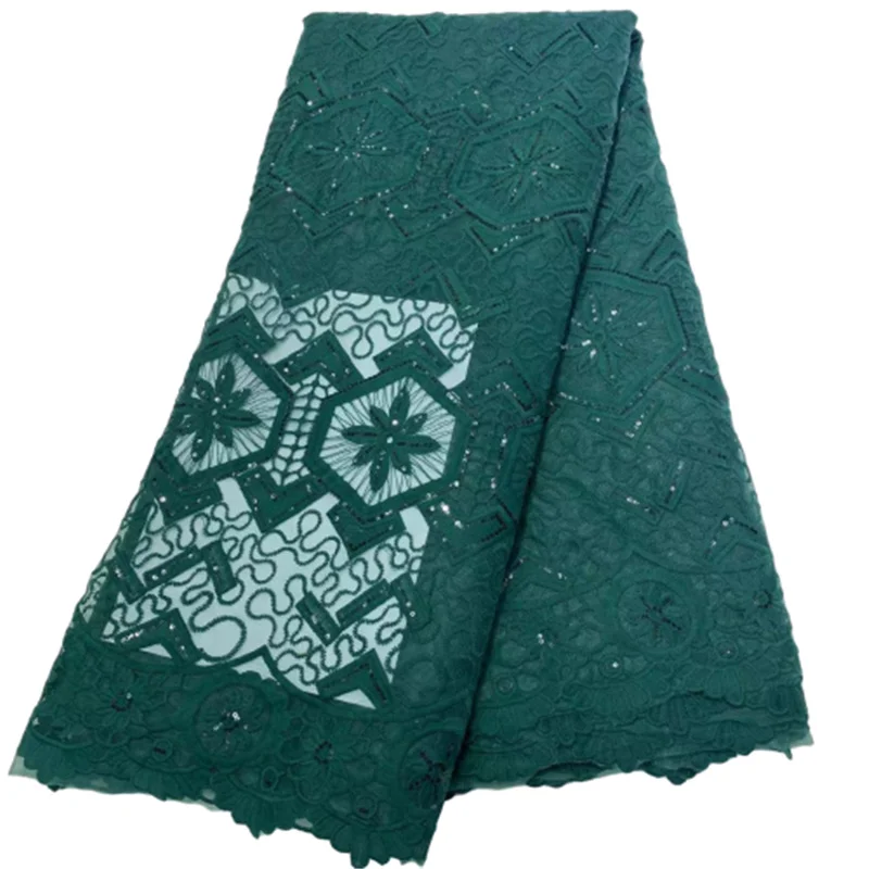 African Tulle Lace Fabric With Sequins Nigerian French Mesh Sequins Lace Fabric Green New Coming Style For Wedding Party Dress