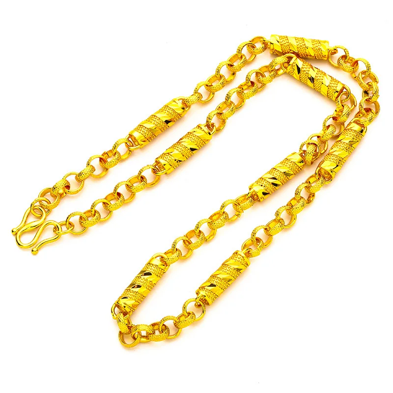 Vietnamese Sand Gold Men s Domineering Twist Bamboo Joint Fortune Necklace Wedding Festival Gift