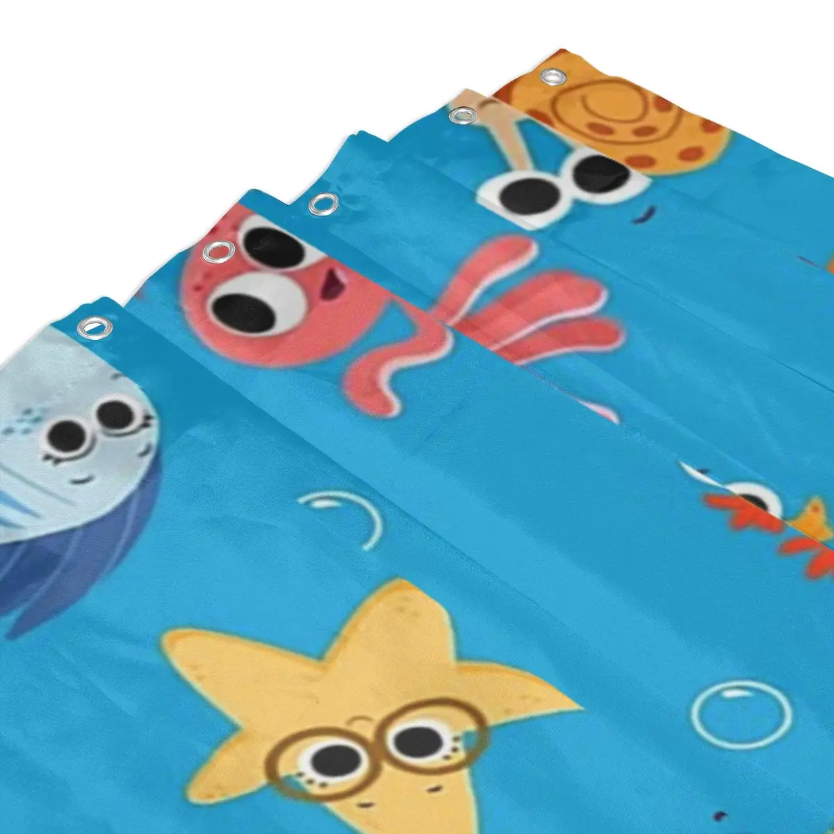 

Finny The Shark Shower Curtain Bathroom Polyester Waterproof Bath Curtains with Hooks