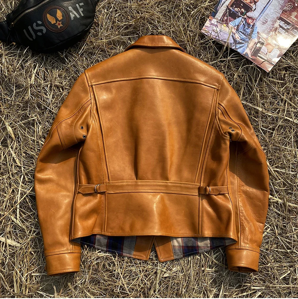 LNY!Wholesales.Super Luxury thick real leather jacket.Vintage style slim fit men cowhide coat.Classic Rider leather wear.2024