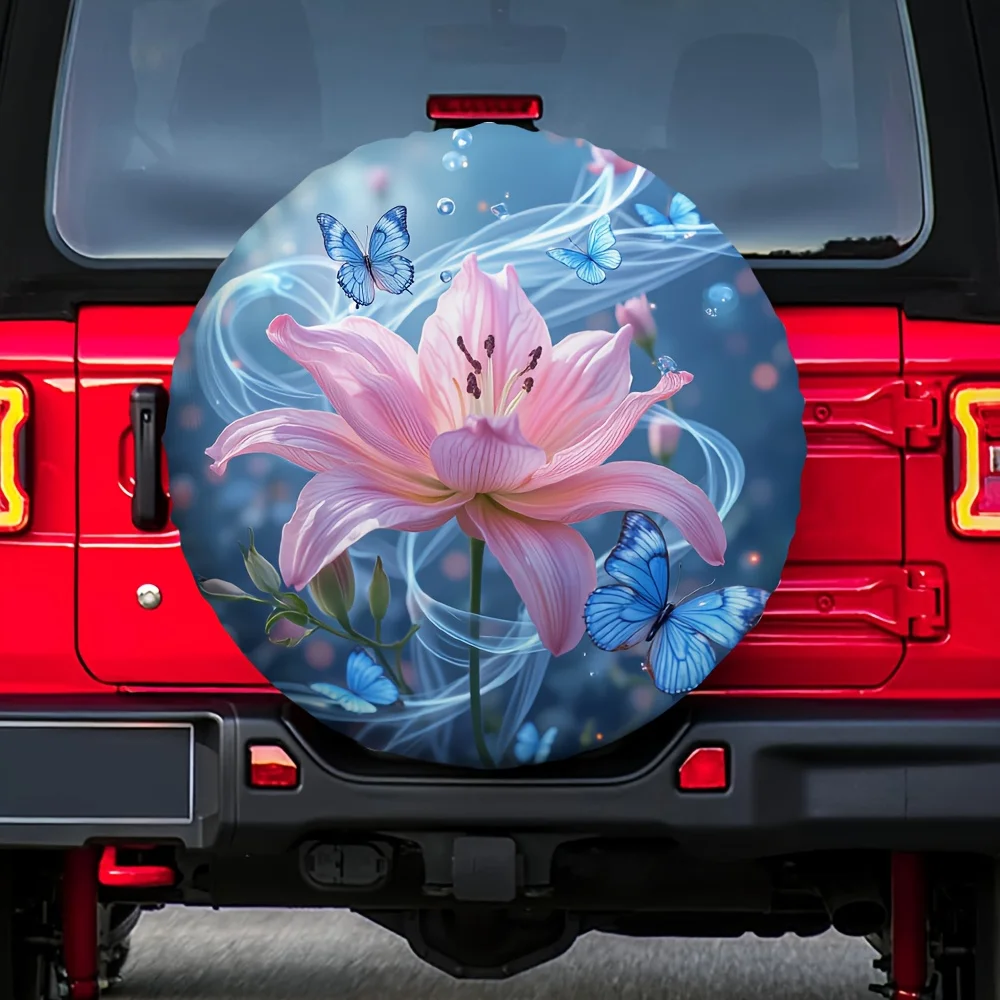 One Piece Of 2D Flat-Printed Popular Tire Covers Made Of Fabric, Suitable For Birthday Gifts For School Parking Areas, No Electr