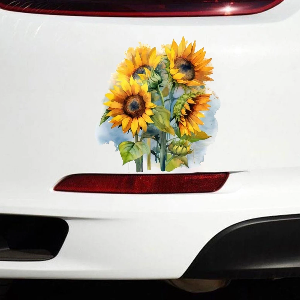 

Vibrant Sunflower Decal Sticker - Self-Adhesive Car Window, Wall & Laptop Decoration - Durable Automotive Exterior Accessories