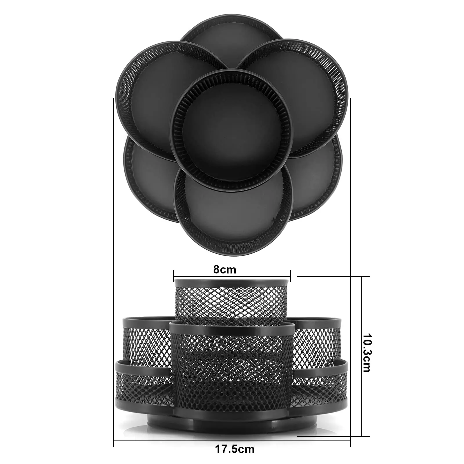 Home Office Large Capacity Art Supply Space Saving 360 Degree Rotating 7 Compartments Pencil Holder Desk Organizer Workspace