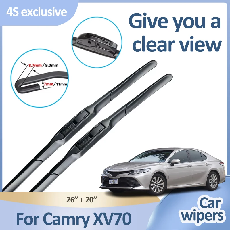 

For Toyota Camry 70 XV70 2018 2019 2020 Wipers Blades Front Windscreen Windshield Wiper Window Rubber Stickers Car Accessories