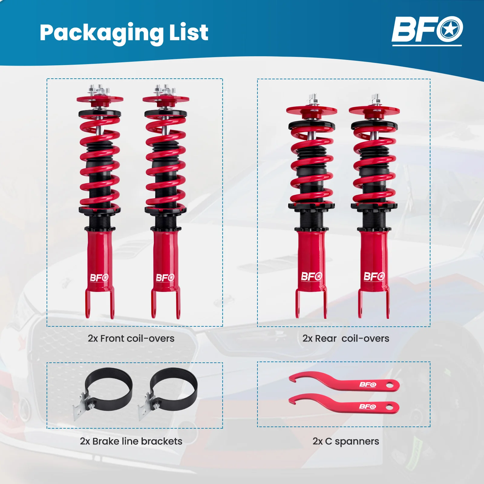 

Coilovers Suspension Struts for Honda S2000 00-09(AP) Height Adjustable Coilove Struts Shock Absorbers