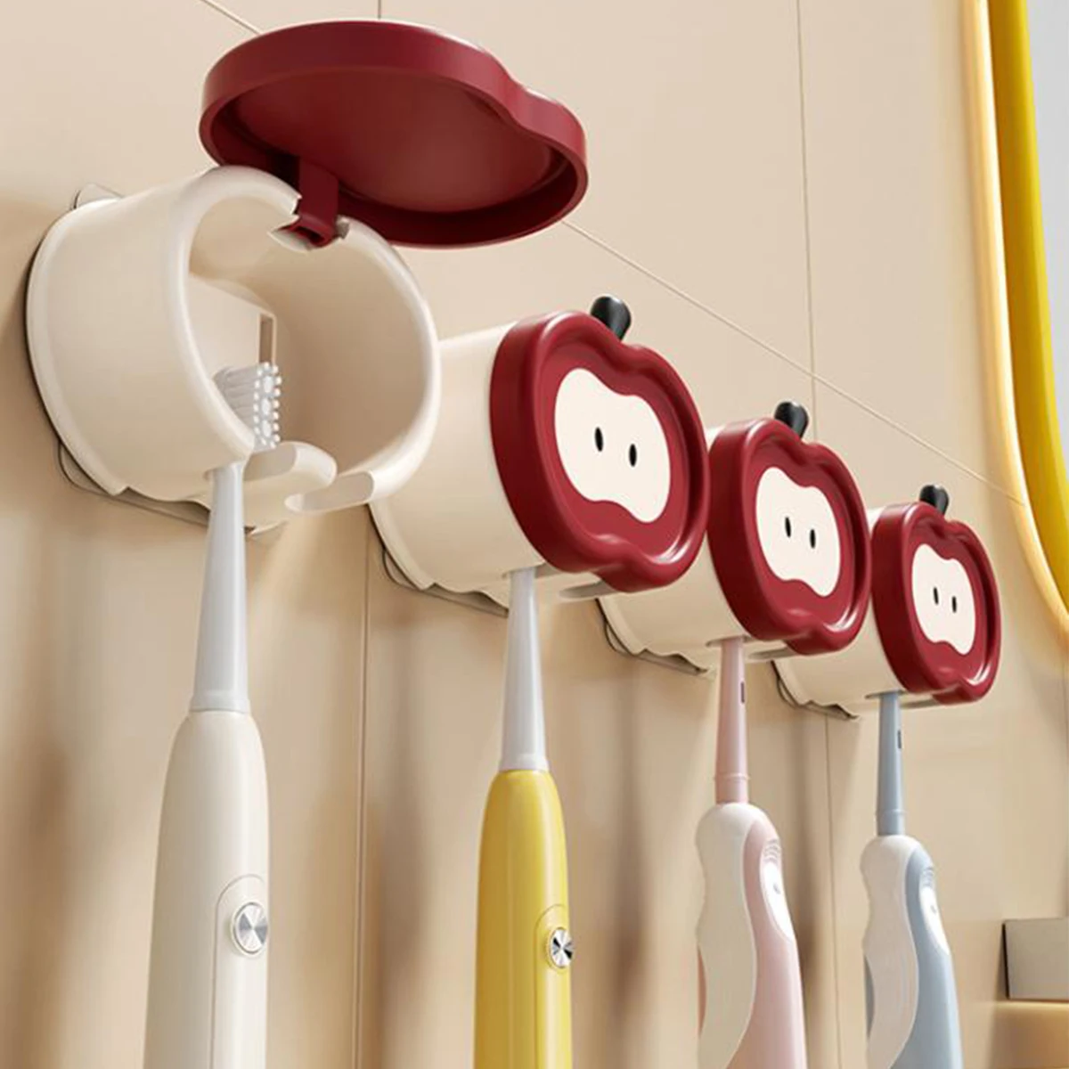 

Apple Toothbrush Holder Toothbrush Rack Household Wall-Mounted Punch-Free Toothbrush Cup Holder Bathroom Toothbrush holder