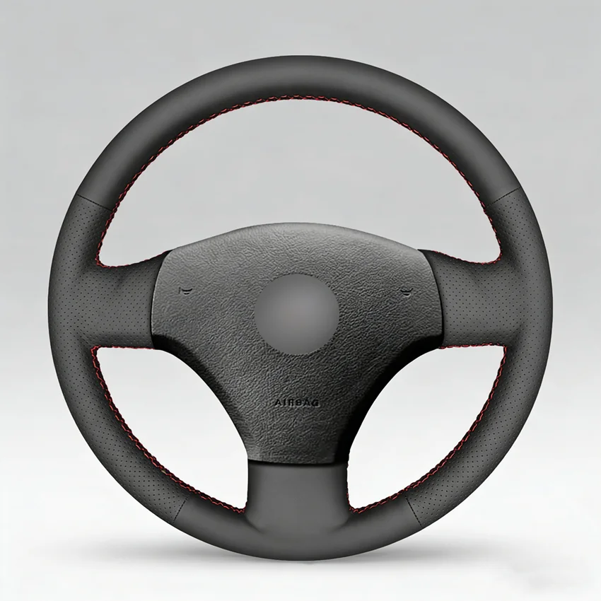 

Чехол на руль из черной кожи ручной работы для Volkswagen Bora 2001-2005 годов