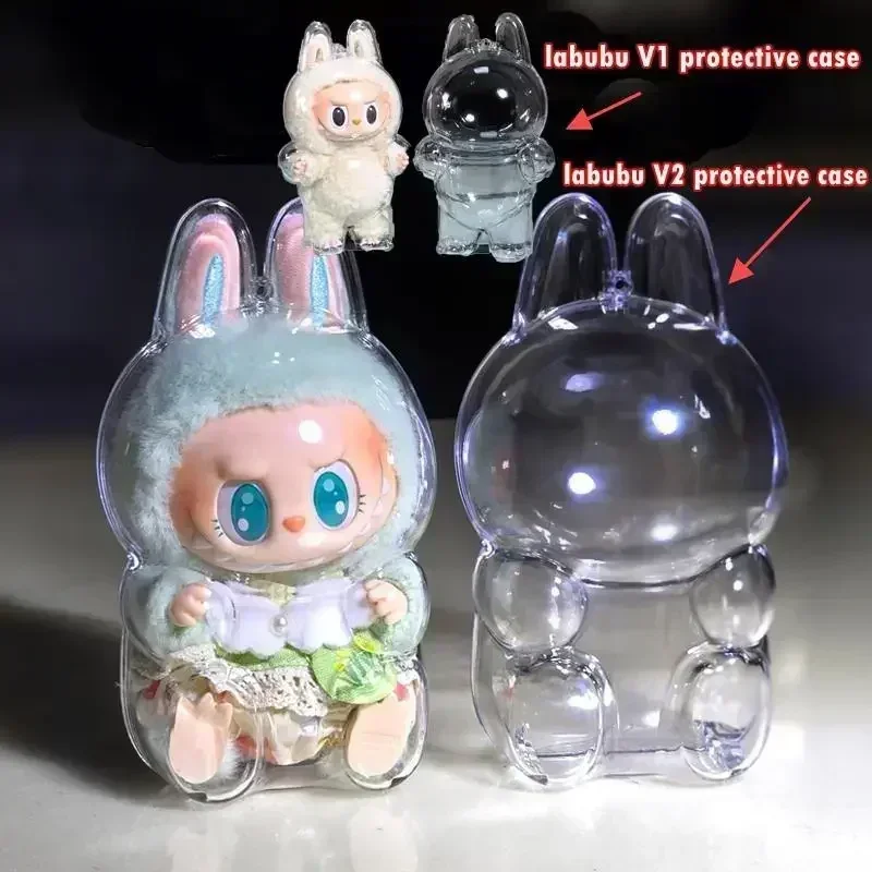 1 PC อะคริลิคสําหรับ Labubu V1 V2 ตุ๊กตากระเป๋าฟักทองฮาโลวีนโปร่งใสกล่องกรณี