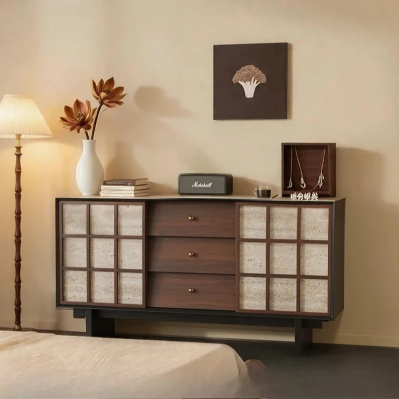 Drawers Wooden Cabinet Wabi Sabi Book Door Side Dresser Cabinets Bed Storage Vintage Aparadores De Salon Living Room Furniture