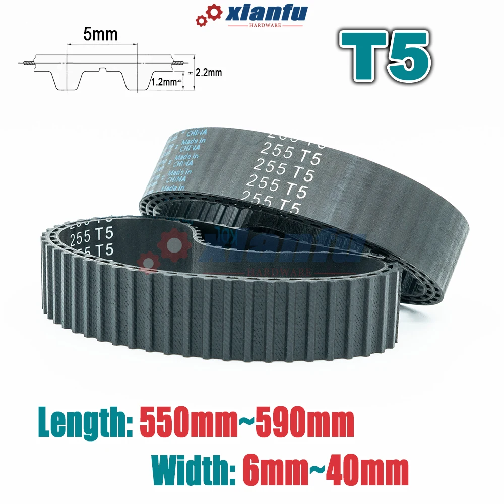 T5 Type Timing Belt Rubber Closed Loop Perimeter 550 555 560 565 570 575 580 585 590mm Width 6~40mm Trapezoidal Tooth CNC Drive