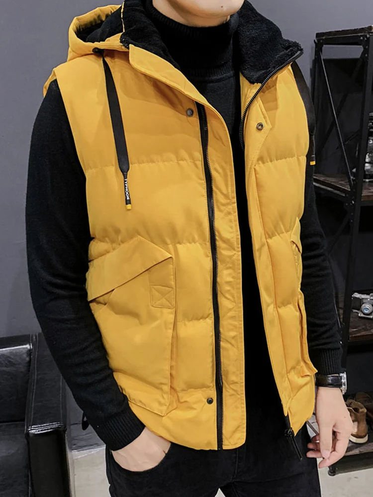 

Men's Winter Vest Jacket Sleeveless Clothing 2022 New Hooded Windbreaker Warm Waistcoat Fleece Vest Men Coats 8XL