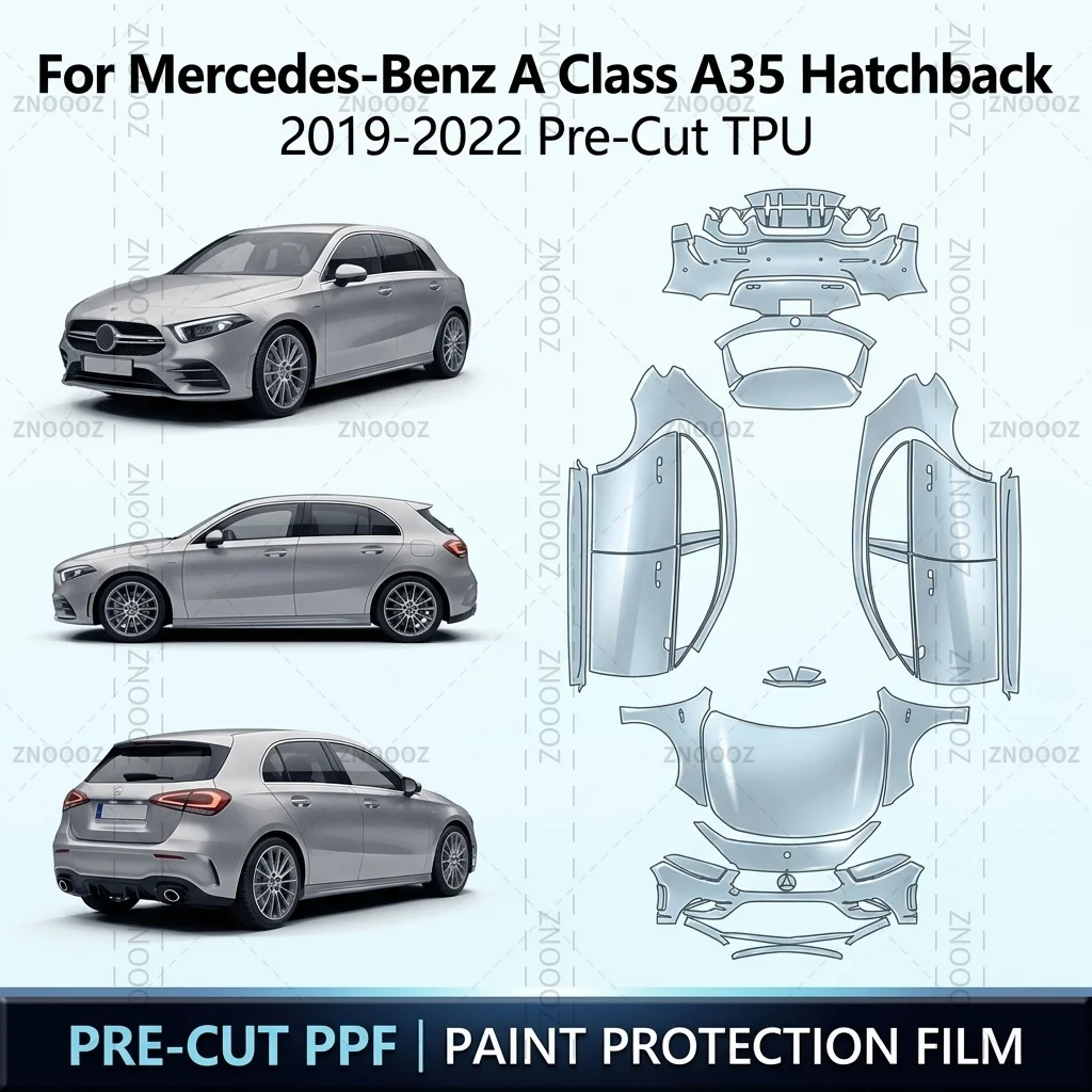 For Mercedes-Benz A Class A35 Hatchback (W177) 2019-2022 Pre-Cut TPU PPF Kit Self Full Vehicle Glossy Clear Matte Black