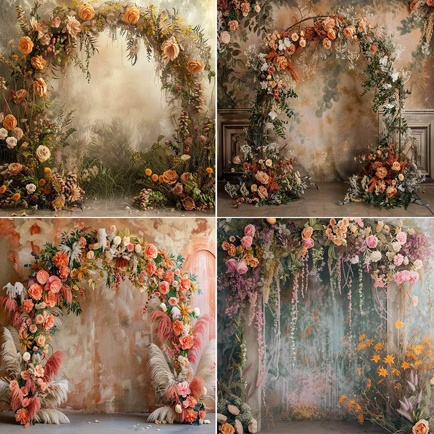 Mehofond 사진 배경 보호 팜파 아치 꽃 벽, 성인 생일 결혼식 출산 초상화 장식 배경, 사진 스튜디오