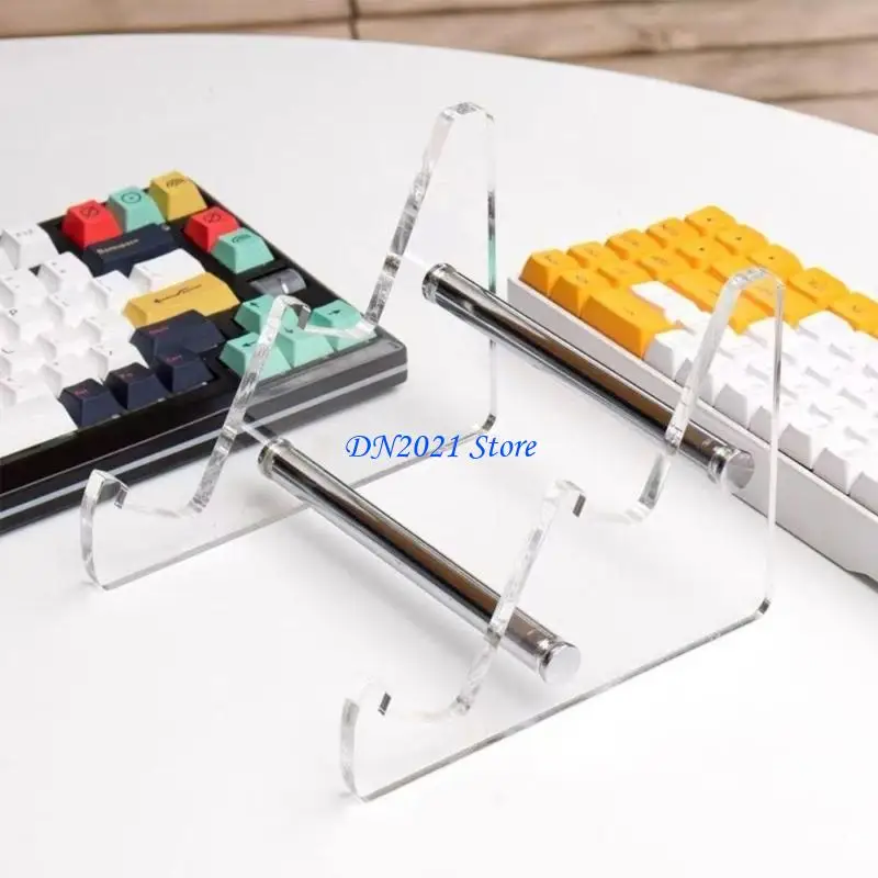 F3KE Multipurpose Clear Computer Stand Platinums Accented Storage For Tablets And Keyboards