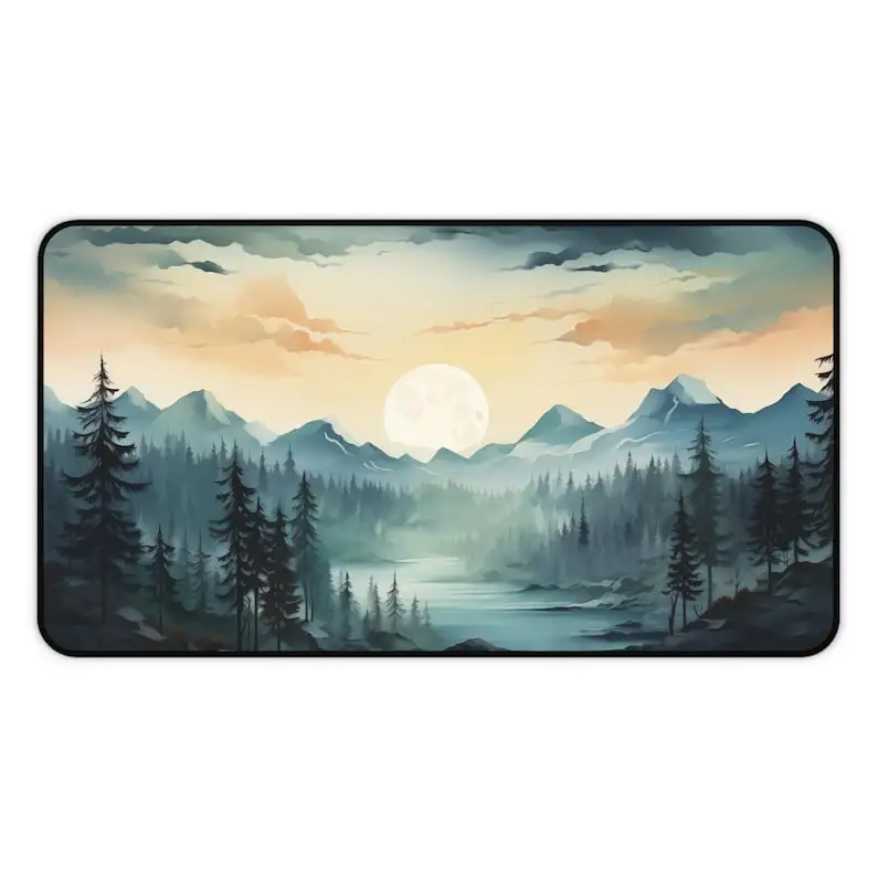 ضبابي غابة الصنوبر الأخضر الجمالية ماوس الجبل XL مكتب الألعاب ماوس الوسادة الجمالية حصيرة مكتبية لطيف زخارف مكتب لوفي ماوس حصيرة