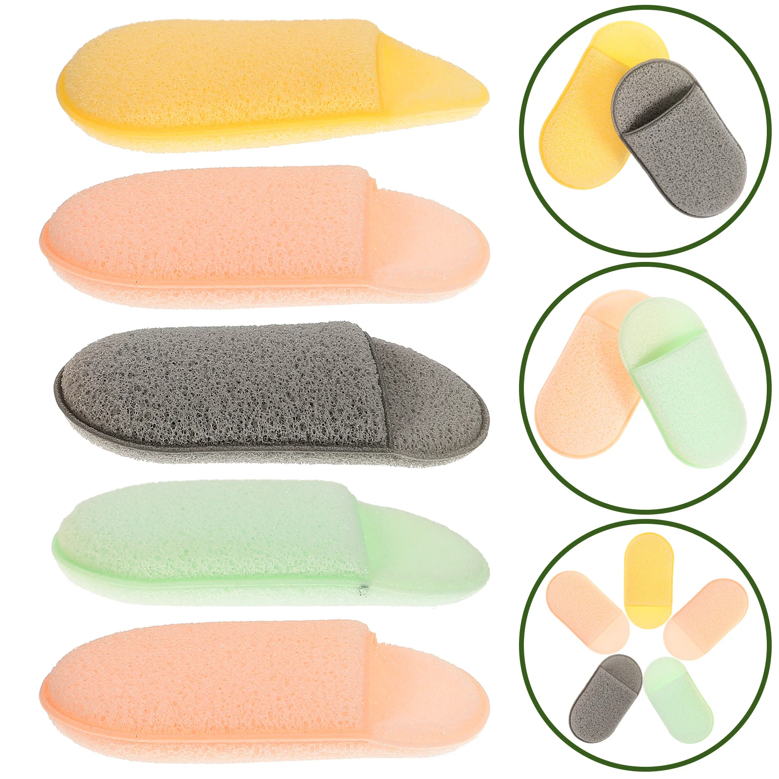 Esponjas de maquillaje, herramientas de limpieza Facial, suministros rosas, grises y verdes, almohadillas faciales suaves, esponjas de lavado exfoliantes, 5 uds.