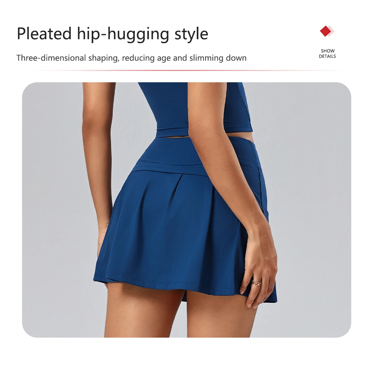 Hearuisavy Damen 2-teiliges Fitness-Set: Hochtaillierte Yoga-Caprihose mit weitem Bein, Push-Up-Sport-BH, schnelltrocknender Tennisrock für das Fitnessstudio. – Detail 11