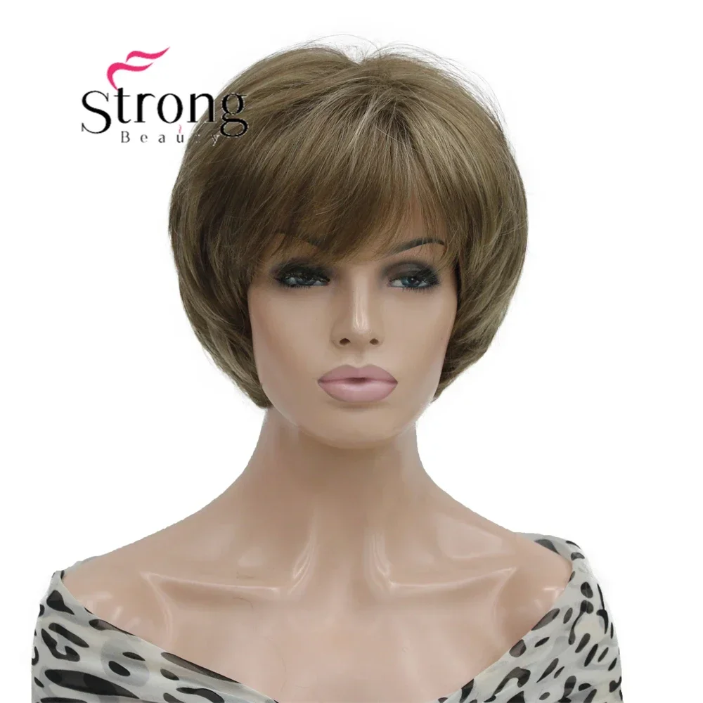 Women\'s Short Straight Wigs Biack/Brown Synthetic Fluffy Hair Bob Natural Wig