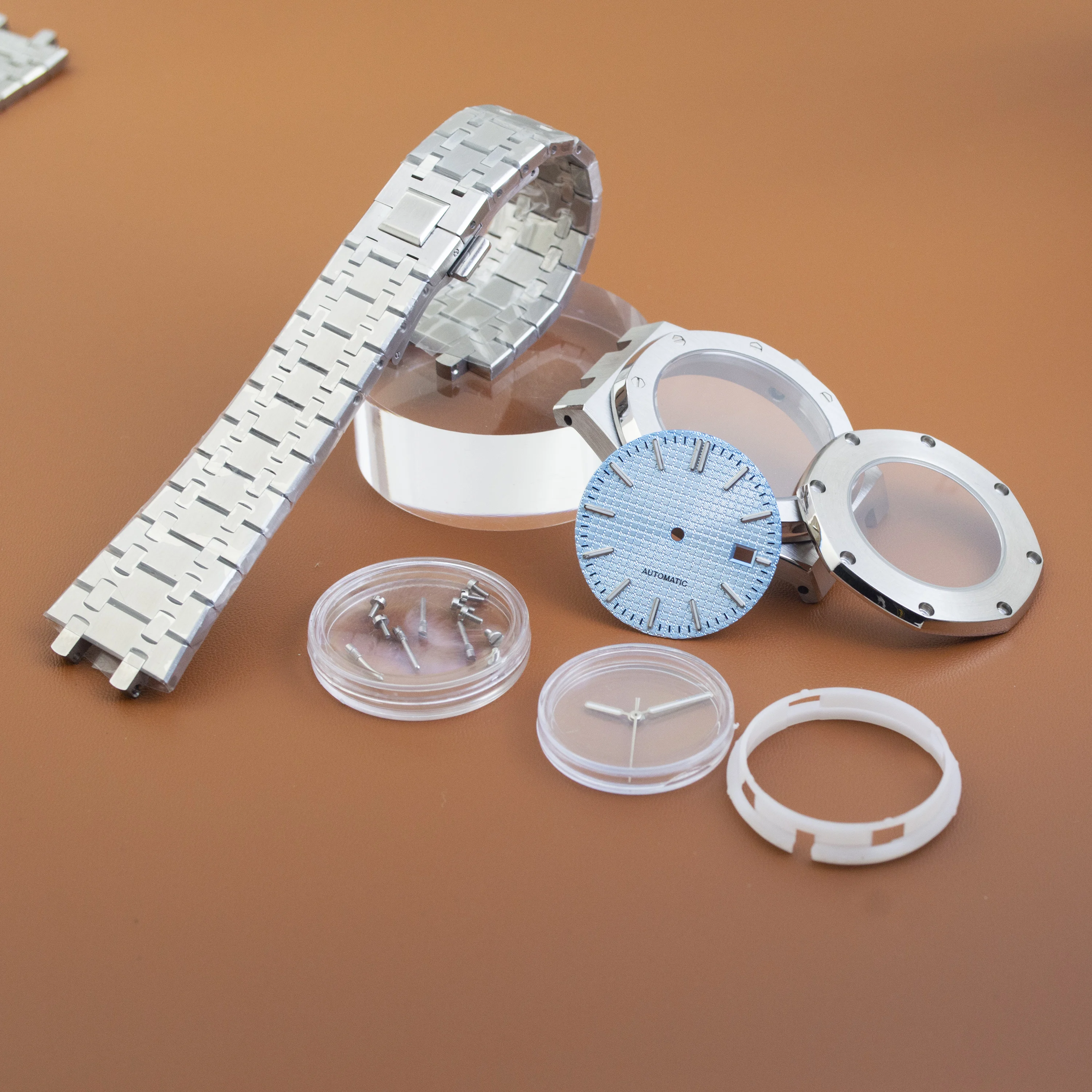 

41mm Watch Case for Royal Stainless Steel Bracelet 31.8mm Dial Hands Sapphire Glass Waterproof Case fit NH35 NH36 movement