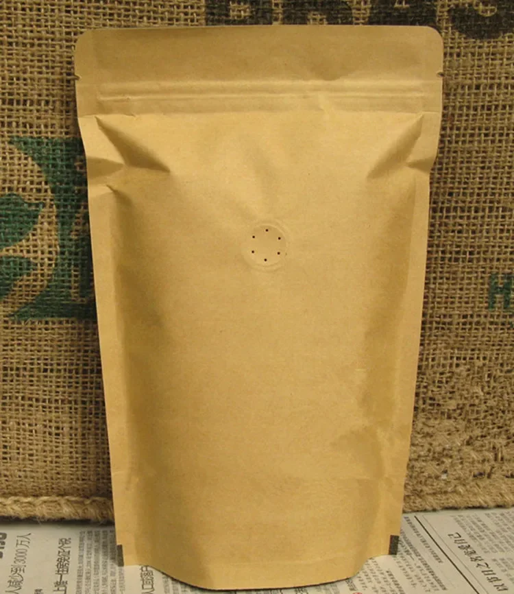 

15x23 50PCS Stand up 280micro 250g Coffee Beans Kraft Paper Zipper Packaging Bag DIY One-way Valve Beaf Ziplock Storage Pouches