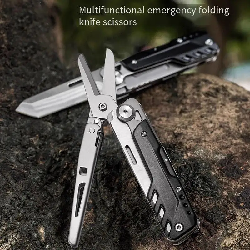 Aolacow Multifunctional Folding Scissors, Detachable Large Scissors, Outdoor Multi-Purpose Scissors Combination, Camping Emergen