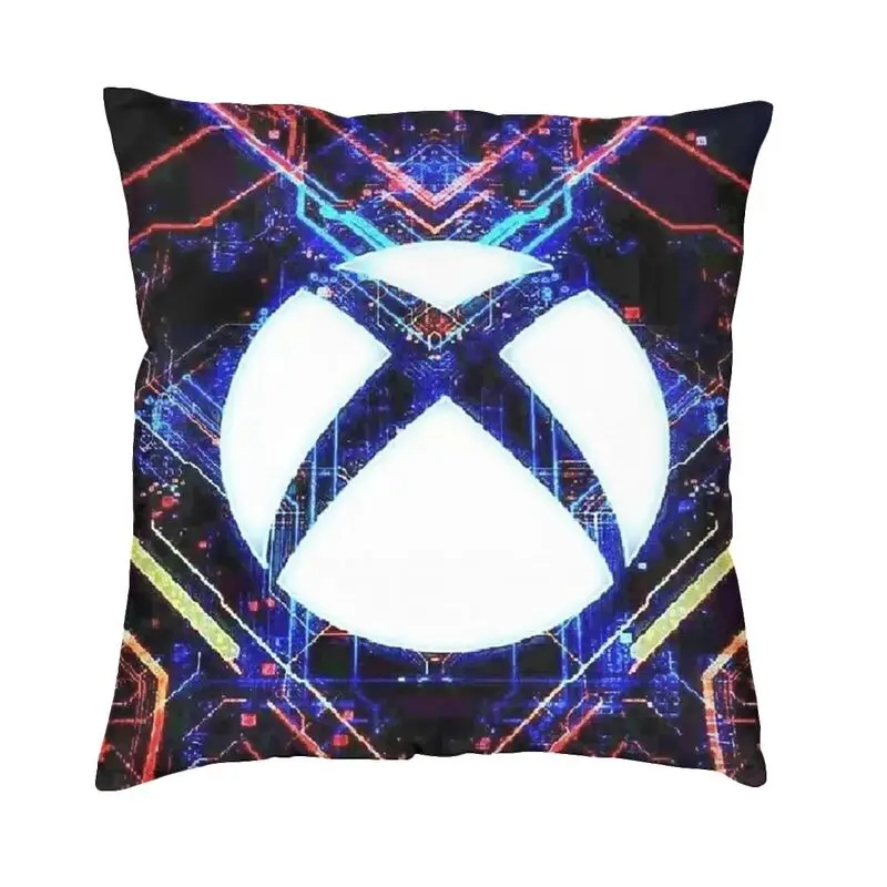 

Neon Bright Colorful Xbox Logo Gamer Art Cushion Cover Double Side Printing Floor Pillow Case Sofa Pillowcase Home Decorative