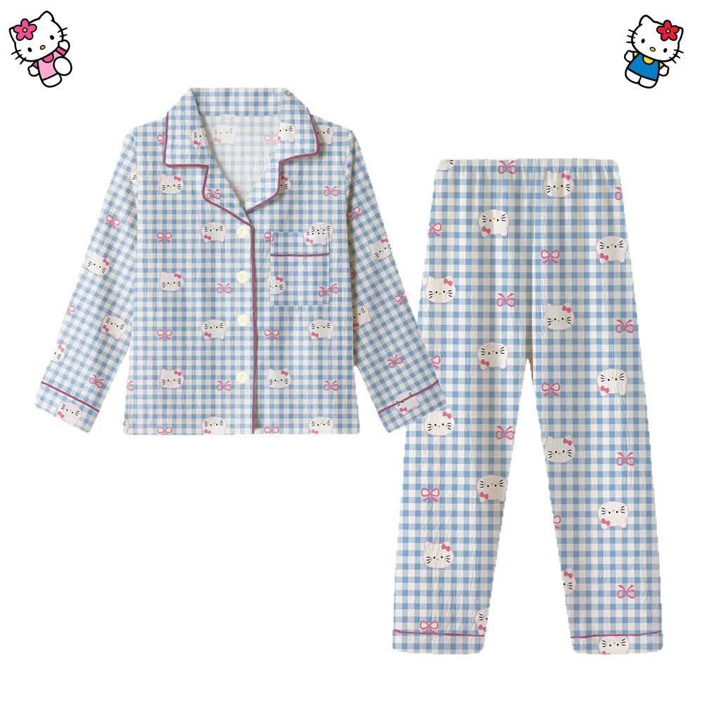 

Hellokitty Sanrio Cartoon Children Girls Spring Autumn Pajamas Long Sleeved Pants Kawaii Kuromi Cinnamoroll Comfort Home Wear