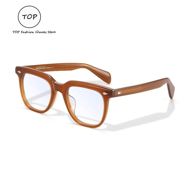 新しいスタイリッシュなレトロスクエア個性メガネフレーム男性女性用高品質アセテート近視読書処方眼鏡
