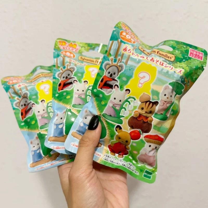 Hot Japan Sylvanian Families baby forest costume Magical baby series bag play house doll garage kit children\'s Flocking toy doll