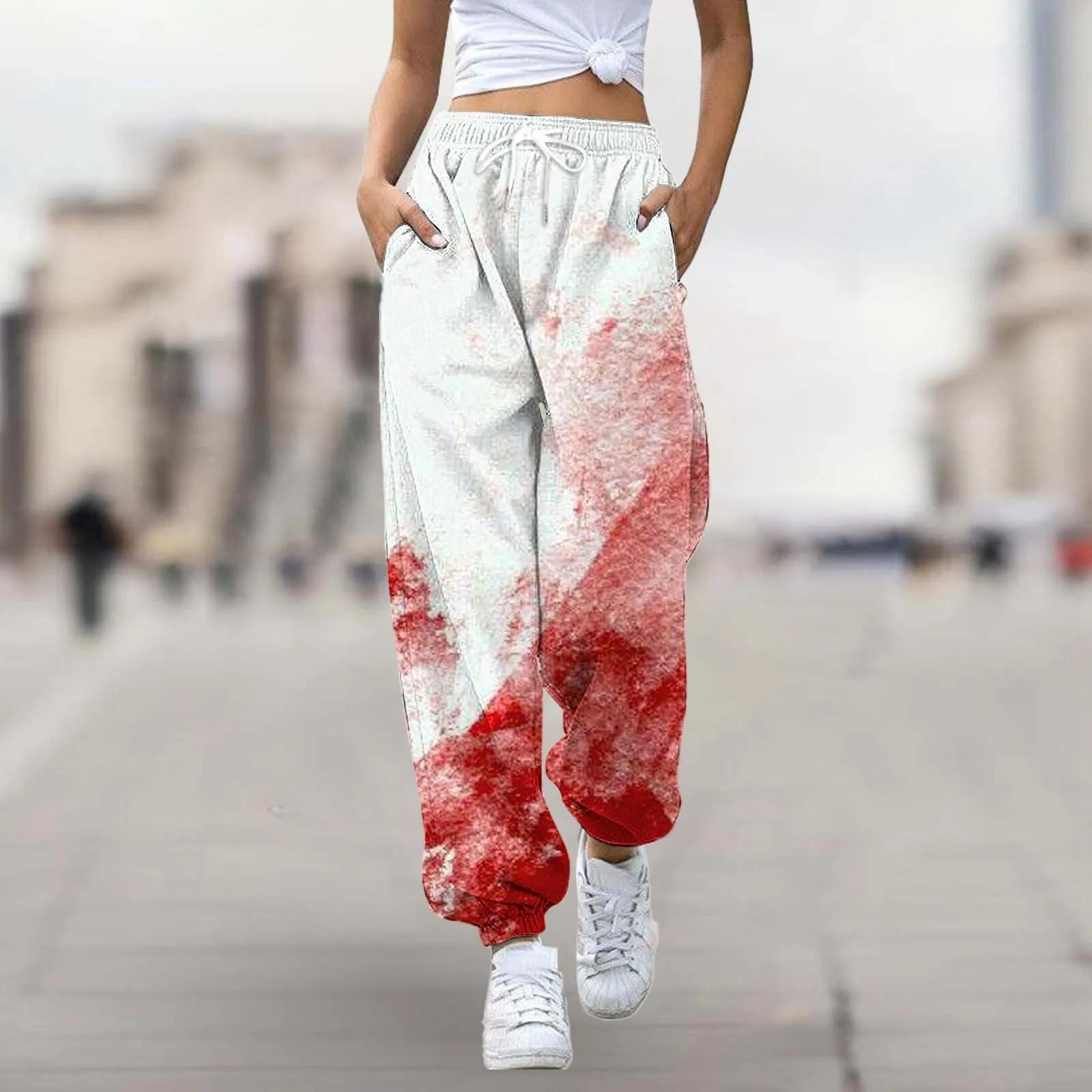 Women Blood Print Pants Comfortable Breathable Sweatpants Fashion Halloween Costume Autumn Joggers Winter Ladies Trousers 2024